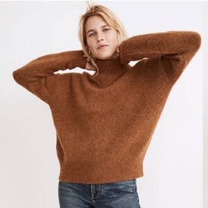 Madewell Dillon Mockneck Sweater in Rust Brown M Medium Alpaca Wool Blend